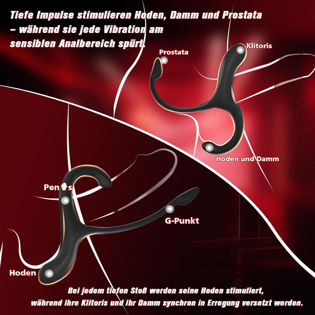 Analplug Prostata Hoden Stimulation Männer mit Penisring Klitorisstimulator, Anal Butt Plug Dildo Sex Spielzeug für die Männer Paare Frauen, Penis Ring Vibrator App, Cockring Sexspielzeug Vibration