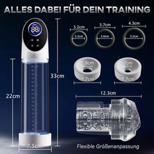 Load image into Gallery viewer, Penispumpe für Penisvergrößerung mit 6 Saugstufen, LCD-Display elektrische Penis Pumpe Vakuumpumpe Sex Spielzeug für Männer zum masturbieren für Männer mit Taschenmuschi Masturbator Penisring