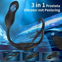 Load image into Gallery viewer, Analvibrator Prostata Stimulation Vibration Männer, Anal Plug Vibrator Mit Penisring, Anal Dildo Analvibratoren Mit Stoßfunktion, Herren Anal Toy Sex Spielzeug für Mann