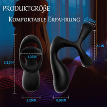 Load image into Gallery viewer, 3 in 1 Silikon Cockring Vibratoren-Anal und Perineum Klitoris Stimulator mit 10 Modi Vibration,Dehnbar Penisringe Erektion Massager,Sexspielzeug für Männer und Paare Extrem Schwarz