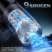 Load image into Gallery viewer, Elektrische Masturbabtor Cup Sexspielzeug für Männer mit 9 Modi Teleskopfunktion und Rotierender Massagefunktion 3D Kanal Pussy Taschenmuschi Penis Masturbieren für Männer