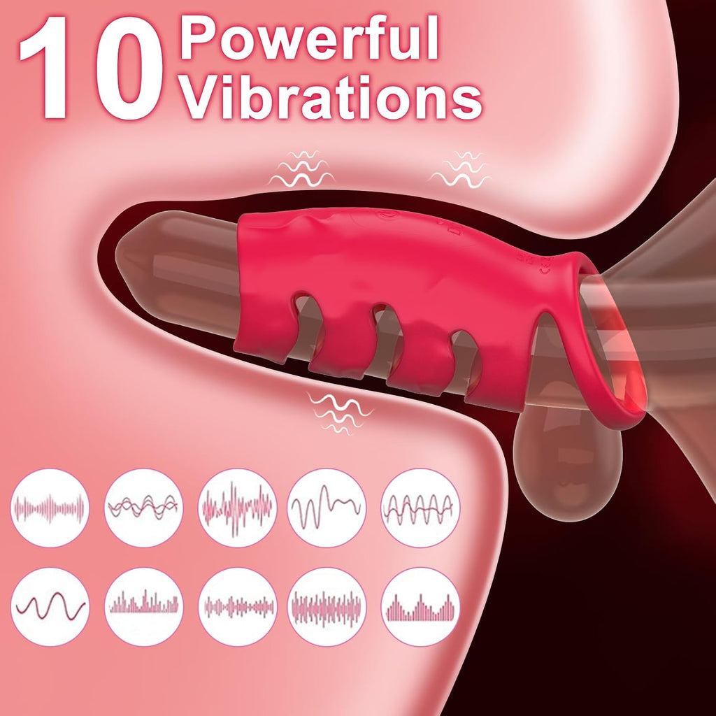 Penisring Sex spielzeug für die Paare Männer, Penis Ring Erotik Sex Spielzeug für Penis G-Punkt, Penishülle Cockring Erotisches Sexspielzeug für Klitoris, 10 Vibrationsmodi Dual Penisringe Sex Toys
