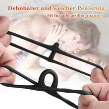 Load image into Gallery viewer, Mecofy Dreieckiger Penisringe, Premium Dehnbarer Silikon Penisring für Sex Männer, Pleasure Ring mit Hodensack-Ring Gürtel, Erotik Sexspielzeuge für Männer Paare, Schwarz