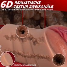 Load image into Gallery viewer, Realistischer Masturbator Taschenmuschi Silikon Masturbieren Sex Spielzeug mit 6D Klitoris Doppelkanal Masturbator Groß für Mann 2 in 1 Anal Erotik Sexspielzeug für die Männer solo