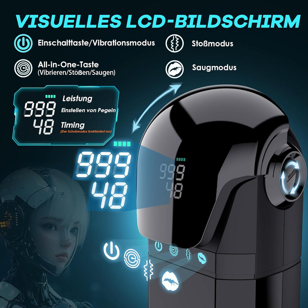 PRONFANS Sex Spielzeug für die Männer Masturbator, 9 Saugen & Stöße & Vibratorensets 3D Pussy Masturbieren für Männer Penispumpe, APP Taschenmuschi Blowjob Sexspielzeug Masturbatoren Penis Sex Toys