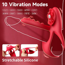 Load image into Gallery viewer, 3 in1 Penisring Extrem Sexspielzeug für Paare Penis Vibrator mit 10 Vibrationsmodi für Frau Klitoris Stimulator Cockring Sexspielzeug für Männer längere Erektion Perineum Massage Penisringe