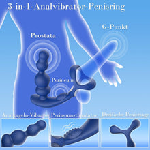 Load image into Gallery viewer, Anal Vibratoren für Mann Sex Spielzeug - 4 In 1 Prostata Stimulation Fernbedienung Analkugeln Buttplug Dildo mit Doppelte Penisringe 10 Vibrations &amp; 3 Rotationsmodi Prostata Massagegerät Analplug