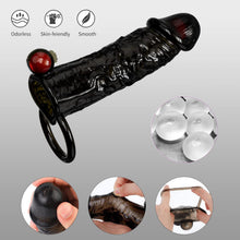 Load image into Gallery viewer, Penismanschetten Hahn Hülse mit 10 Vibrationsmodi, Sexspielzeug für Männer Extrem Schwarze Penishülle mit Fernbedienung für Penisvergrößerung und Zeit verlängern, Penis Sleeve Erbessern Ausdauer