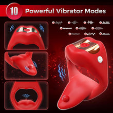 Load image into Gallery viewer, NEU Zunge Lecken Penisring Vibrator mit APP Fernbedienung und Hoden Stimulation, Silikon Cockring Penis Vibrator mit 10 Vibrationsmodi Sex Spielzeug für die Männer Paare Extrem Rot