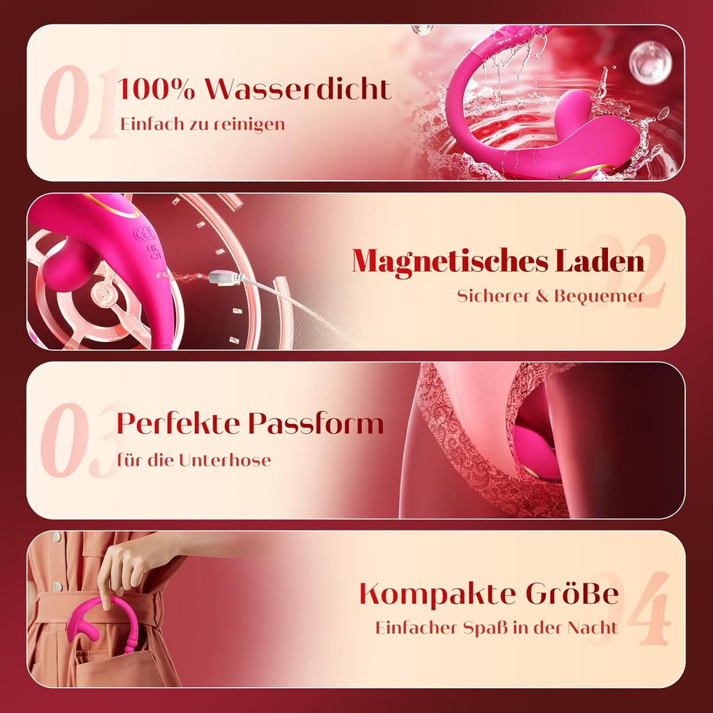 Vibration für Frauen Sex Spielzeug für die Frau Paare mit APP, 2in1 Vibrator G-Punkt Anal Klitoris Vibratorensets 10Modi, Leise Tragbarer Vibratoren Bdsms Sexspielzeug Extrem Sex Toyset für Woman Rosa