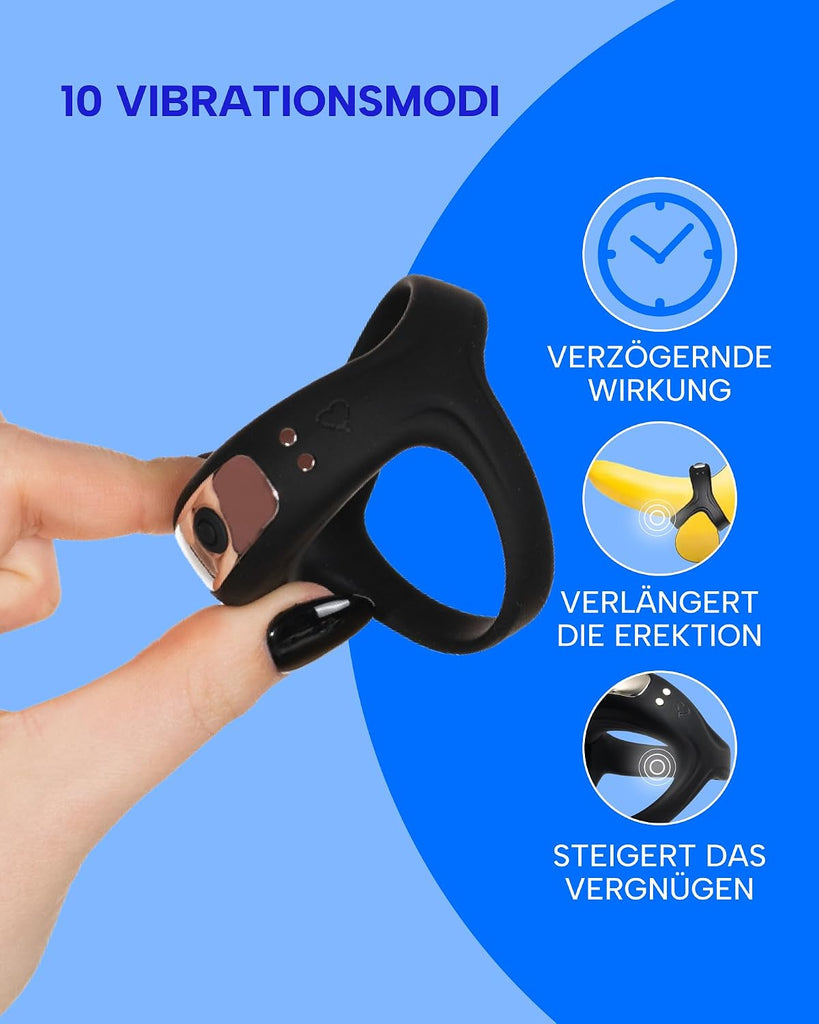 Penis Vibrator für Paare Cockringe für Männer Gummi Sexspielzeug, Mastrubrator für Manner Cock Ring & Vibrator Mann Erotik 10 Vibrationmodi Erektion & Klitoris Stimulator Für Sie