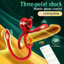 Load image into Gallery viewer, 4 in1 Penisring Vibrator Prostata Stimulation APP Penisring Set Sex Spielzeug, Penis Vibrator Massagegerät mit 3 Vibrationsmodi Penis Hoden langanhaltende Erektion Sexspielzeug für Männer