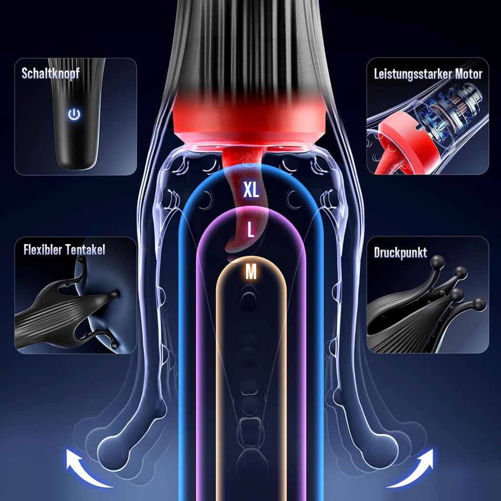 Masturbator Taschenmuschi Upgrade-Größe 10 Zungenmodi Sex Spielzeug für die Männer Paare Extrem Sex Toys für Penis Klitoris Brust Stimulation, Vibratorensets für Männer mit 3D-Partikel Sextoys