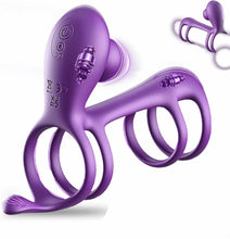 Load image into Gallery viewer, Sex Spielzeug Für Die Paare Penisring Mit Doppel Motor 10 Vibrationsmodi Cockring Für Penis Und Klitoris Stimulation Verzögerte Ejakulation Und Penis Training