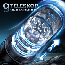Load image into Gallery viewer, Elektrische Masturbabtor Cup Sexspielzeug für Männer mit 9 Modi Teleskopfunktion und Rotierender Massagefunktion 3D Kanal Pussy Taschenmuschi Penis Masturbieren für Männer