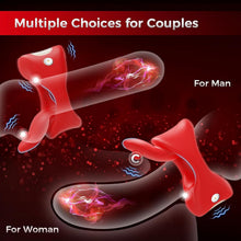 Load image into Gallery viewer, NEU Zunge Lecken Penisring Vibrator mit APP Fernbedienung und Hoden Stimulation, Silikon Cockring Penis Vibrator mit 10 Vibrationsmodi Sex Spielzeug für die Männer Paare Extrem Rot