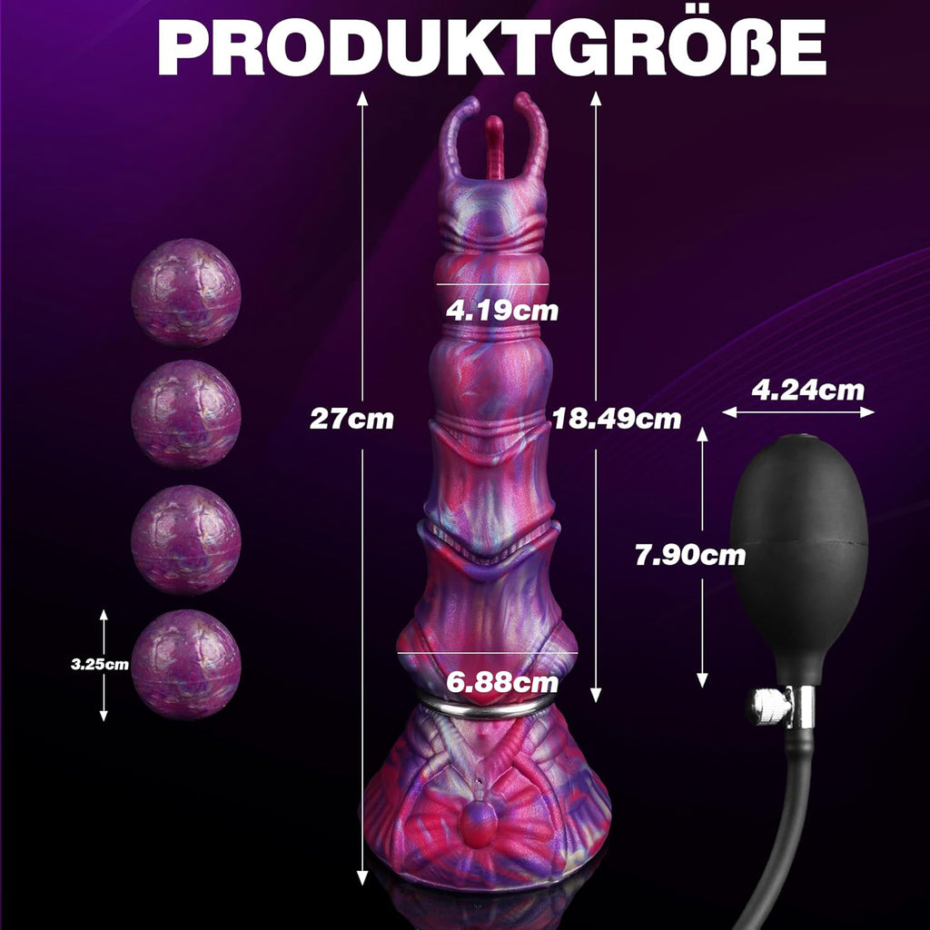 27cm Monster Ovipositor XXL Dildo mit 4 Silikoneiern Alien Dragon Dildo | Fantasy Knot Dildo groß Anal Plug, Analdildos BDSM Analspielzeug Dildoschwanz für Männer Frauen Paare Gay