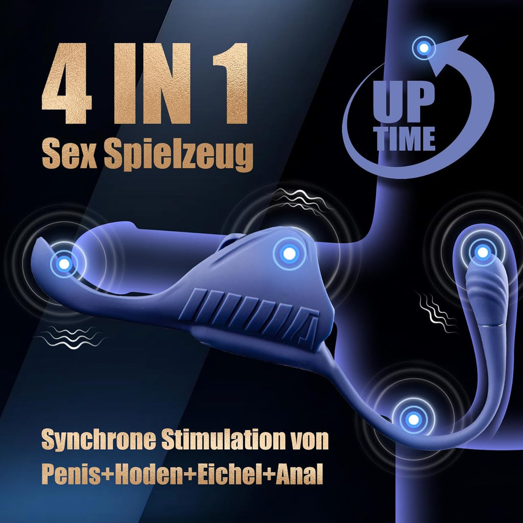 Elektrischer Masturbator Penistrainer Vibrator, Masturbieren für Männer mit 9 Vibration, 4IN 1 Sexspielzeug Penis Eichel Hodensack AnalVibrator Prostata Stimulator Masturbatoren Sex Spielzeug für Männ