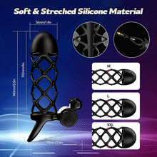 Load image into Gallery viewer, Penishülle Penisring Vibrator mit 10 Vibrationsmodi für Penis Klitoris G-Punkt, Silikon Penis Sleeve Cockring, Penismanschetten für Penisverlängerung Sex Spielzeug für die Männer Paare