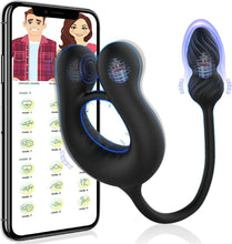 Load image into Gallery viewer, Männlicher Prostata Stimulator Massagegeräte Analvibratoren mit Penisring Analplug für Männer APP Steuerung Analplug 10 Vibrationen und 10 Swing modi Dehnbar Silikon Penisringe Sexspielzeug
