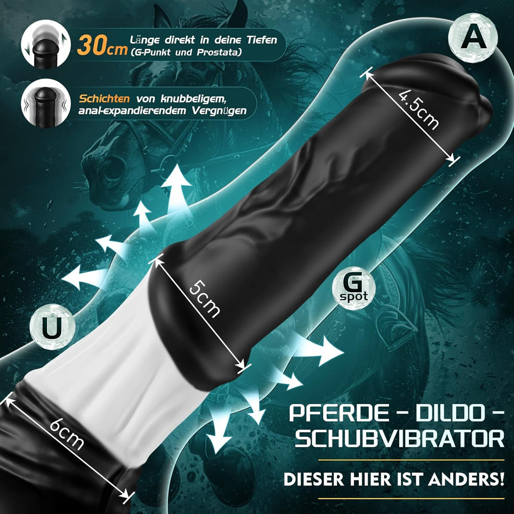 Fantasy Pferd Anal Dildo 5 cm Durchmesser Analvibratoren für Mann Frau, Vibrator Sex Spielzeug für die Frau Männer, 30CM Knoten Analplug Dilatatoren XXL Analvibratoren mit 7 kraftvolle Stoßfunktion