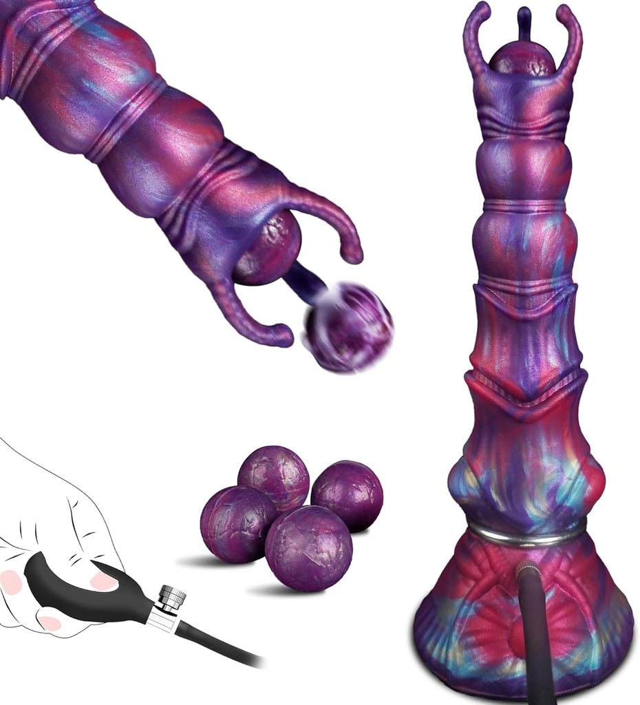 27cm Monster Ovipositor XXL Dildo mit 4 Silikoneiern Alien Dragon Dildo | Fantasy Knot Dildo groß Anal Plug, Analdildos BDSM Analspielzeug Dildoschwanz für Männer Frauen Paare Gay