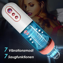 Load image into Gallery viewer, Elektrischer Masturbator Mann Handfrei Cup mit 7 Saug- und Vibrationsmodi, Penispumpe Vibrator Sex Spielzeug für die Männer Sex Toys, Masturbieren für Männer, Taschenmuschi Penis Masturbatoren