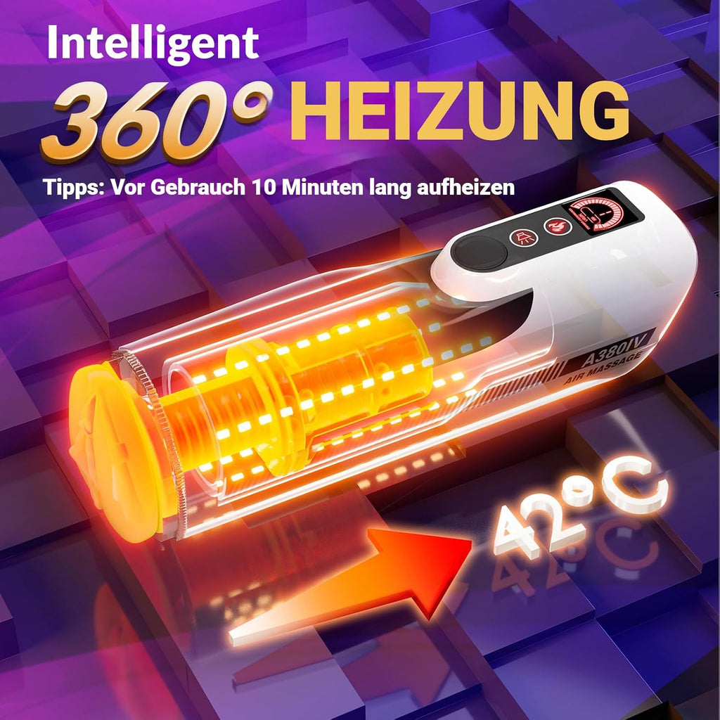 Elektrischer Masturbator für Männer, Realistische Masturbieren 10 Stoß & Variabler Schwenk Beheizter Taschenmuschi Sex Toys, Blowjob Maschine Penis Stimulation Sex Spielzeug für die Männer Solo