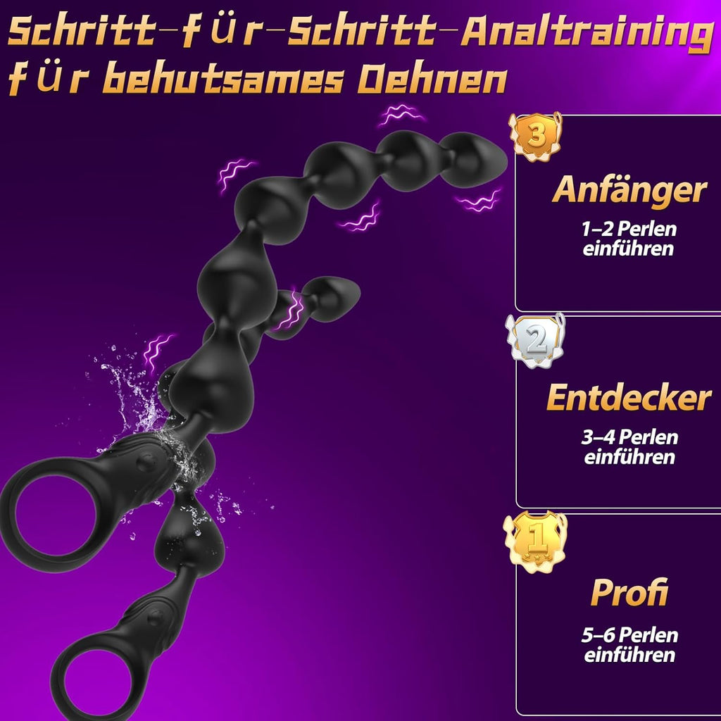 Flüssigsilikon Analplug Analkugeln mit 10 Vibrationsmodi Anal Dildo & Analvibratoren für Männer und Frauen 36cm Sex Spielzeug für die Paare BDSM Dildo Anal Beads Prostata Stimulation Männer