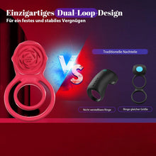 Load image into Gallery viewer, Penisring Vibrator mit Rose Klitoris Stimulator, Penis Ring Vibratoren Sex Spielzeug für Männer Paare Frauen, 9 Vibrations Cockring Erotisches Sexspielzeug Mann Paar Frau Extrem