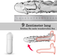 Load image into Gallery viewer, Penishülle mit Vibrator für 9 CM Penisverlängerung,Penis Sleeve erotisches Sexspielzeug für die Männer Penis Hülle Penismanschetten Sex Toyset Herren (Transparent)