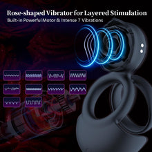 Load image into Gallery viewer, Männliche Blumenform Penisring Hoden Vibrierendes Sexspielzeug mit 10 Vibrationsmodi Penisring Vibrator Massage Penis Hoden Langanhaltende Erektion Sexspielzeug für Männer Paare