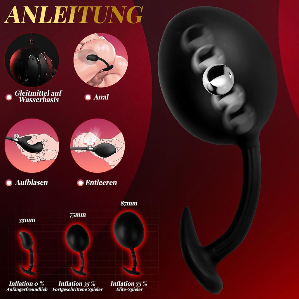 Neuer Aufblasbar Analplug Mit Magnetverschluss-System für Luftpumpe Sex Spielzeug für die Männer, Verstellbar Riesen Dildo Butt Plug Abnehmbarer, Sex Toys Anal Plug SM Sexspielzeug für Paare Frauen