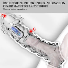 Load image into Gallery viewer, Penishülle mit Vibrator für 9 CM Penisverlängerung,Penis Sleeve erotisches Sexspielzeug für die Männer Penis Hülle Penismanschetten Sex Toyset Herren (Transparent)