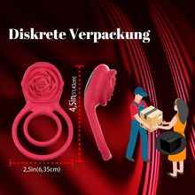 Load image into Gallery viewer, Penisring Vibrator mit Rose Klitoris Stimulator, Penis Ring Vibratoren Sex Spielzeug für Männer Paare Frauen, 9 Vibrations Cockring Erotisches Sexspielzeug Mann Paar Frau Extrem