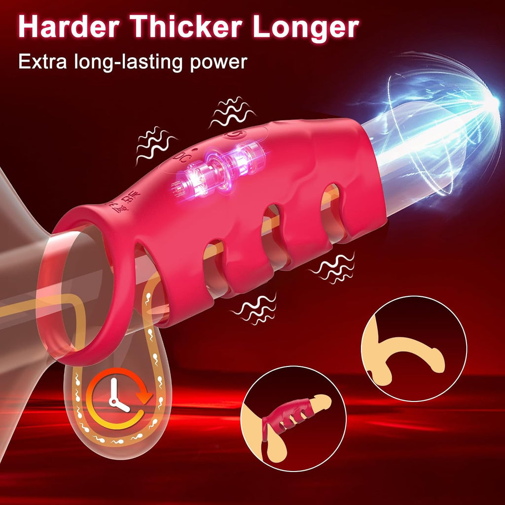 Penisring Sex spielzeug für die Paare Männer, Penis Ring Erotik Sex Spielzeug für Penis G-Punkt, Penishülle Cockring Erotisches Sexspielzeug für Klitoris, 10 Vibrationsmodi Dual Penisringe Sex Toys
