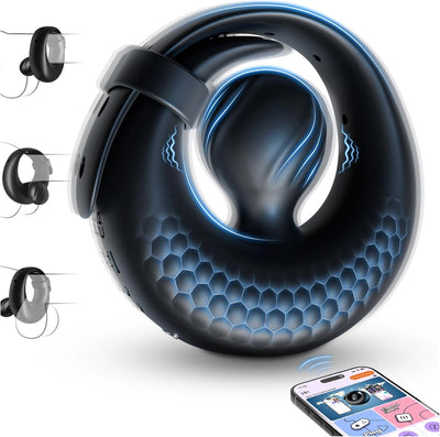 Verstellbarer Penisring Vibrator Sex Spielzeug für die Männer - Silikon Cockring Penis Ring Sex Toyset für Man Erektion mit 10 Vibrationsmodi, App Perlen-Hodenring Erotisches Sexspielzeug für Paare