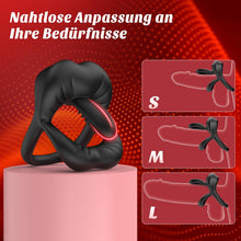 Load image into Gallery viewer, Dual Penisring Vibrator mit 360° Verstellbarem Tongue Klitorisstimulator, Sex Spielzeug für die Paare Männer, Penis Ring Sexspielzeug für Paare Extrem Sex, Penisringe Sextoysets für Paare Sex Cockring