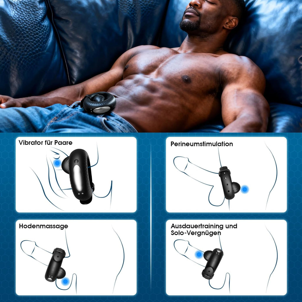 Verstellbarer Penisring Vibrator Sex Spielzeug für die Männer - Silikon Cockring Penis Ring Sex Toyset für Man Erektion mit 10 Vibrationsmodi, App Perlen-Hodenring Erotisches Sexspielzeug für Paare