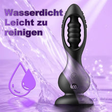 Load image into Gallery viewer, Kabelloser Vibrations Analplug Prostata Massager für Männer mit Fernbedienung 10 Vibrationsmodi Kugel Design IPX6 Wasserdicht Magnetisches Laden Medizinisches Silikon Leise Schwar