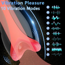 Load image into Gallery viewer, Elektrischer Masturbator Cup 10 Vibration und Heizfunktion mit Zunge lecken Penis Vibratoren Elektrische Masturbatoren Penis Trainer, Männer Eichel Stimulator 3D Realistischer Vagina Pussy