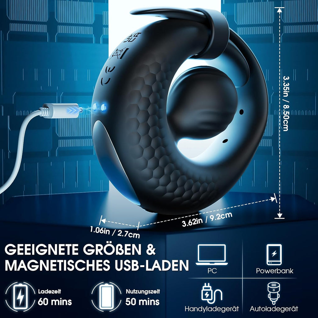 Verstellbarer Penisring Vibrator Sex Spielzeug für die Männer - Silikon Cockring Penis Ring Sex Toyset für Man Erektion mit 10 Vibrationsmodi, App Perlen-Hodenring Erotisches Sexspielzeug für Paare
