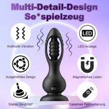 Load image into Gallery viewer, Kabelloser Vibrations Analplug Prostata Massager für Männer mit Fernbedienung 10 Vibrationsmodi Kugel Design IPX6 Wasserdicht Magnetisches Laden Medizinisches Silikon Leise Schwar