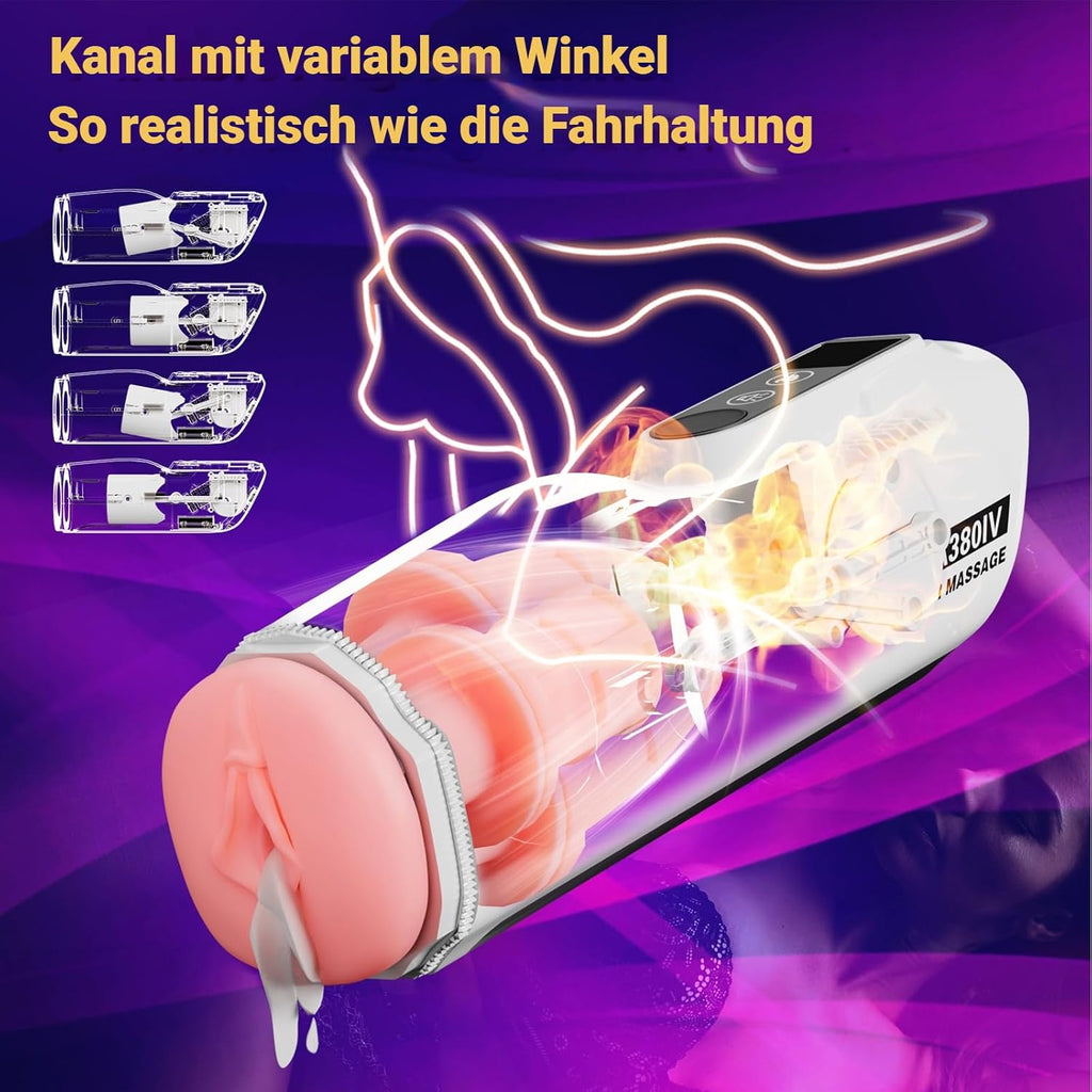 Elektrischer Masturbator für Männer, Realistische Masturbieren 10 Stoß & Variabler Schwenk Beheizter Taschenmuschi Sex Toys, Blowjob Maschine Penis Stimulation Sex Spielzeug für die Männer Solo