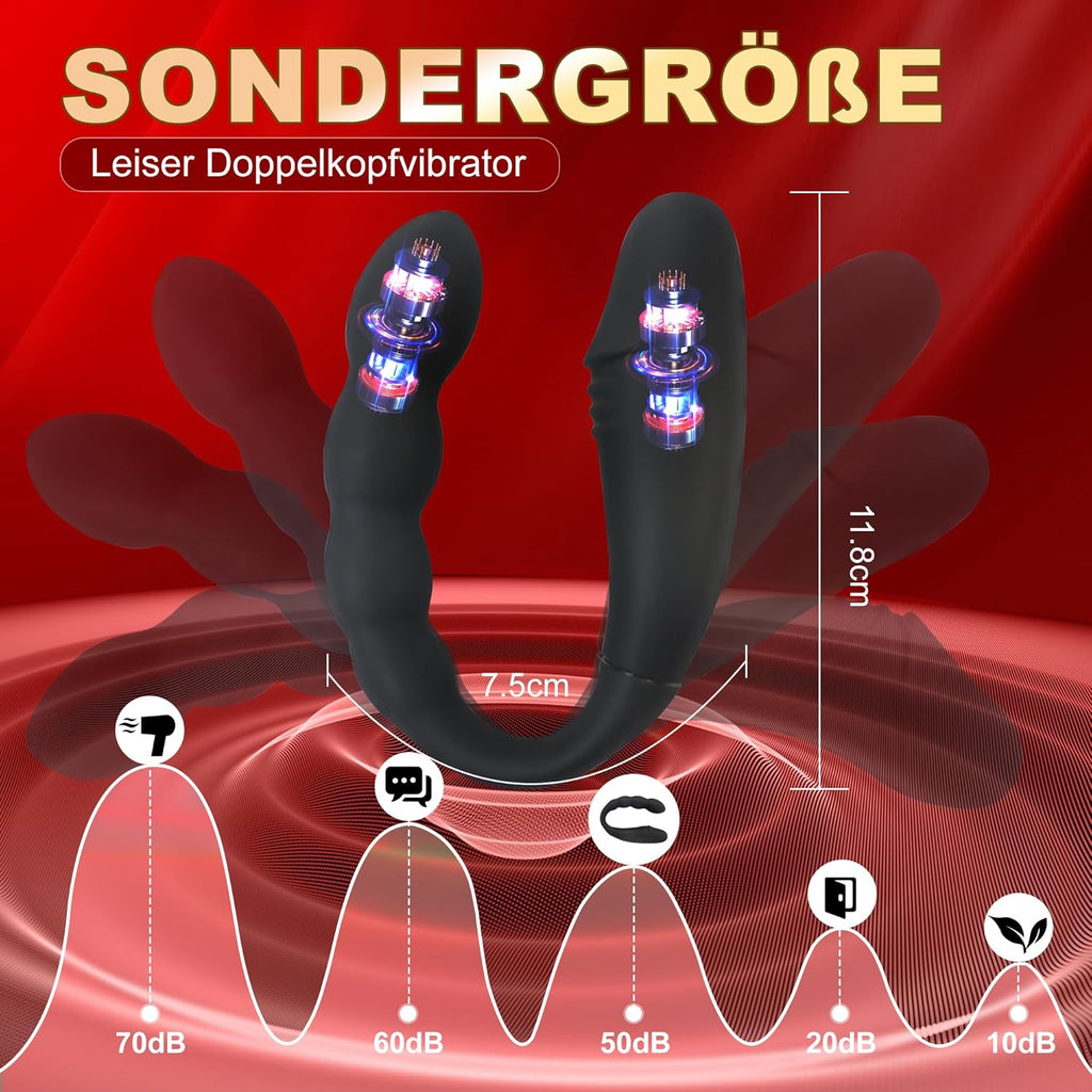 Doppeldildos Dildo Anal Vibrator Klitorisstimulator G-punkt Vagina Klitoris Anal Massage Drahtlose Steuerung Dildo Doppel Headed Vibratoren U-förmigen Sex spielzeug für für Frauen Lesben, Paar