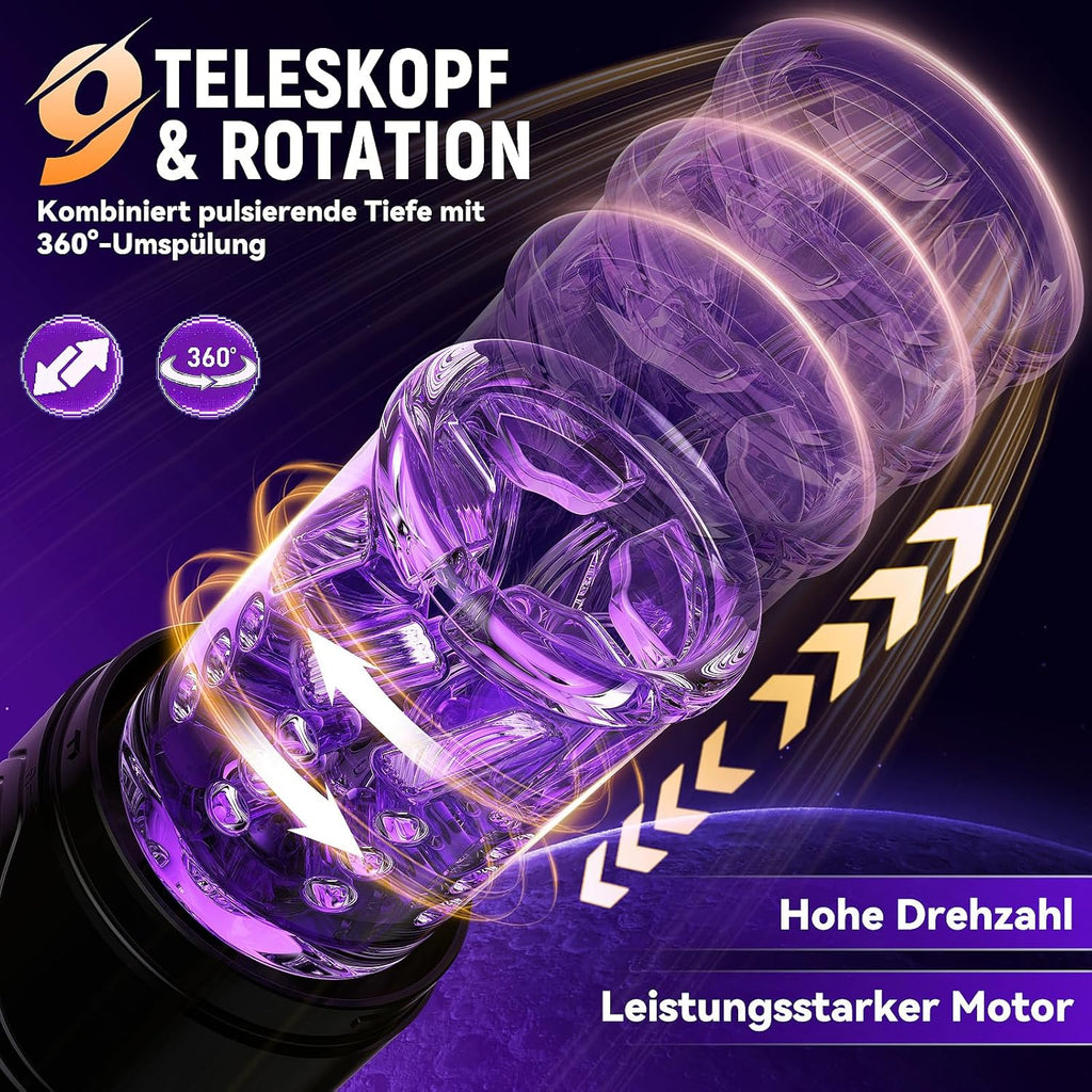Masturbieren für Männer mit 9 Teleskop 9 Rotation 9 Saugen, Elektrischer Masturbator mit Handyhalterung Blowjob Taschenmuschi für die Männer Elektrisch Sexspielzeug für Männer Solo