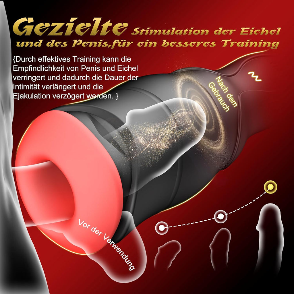Elektrischer Masturbator für Männer Solo Multifunktionales Sexspielzeug mit 10 Vibrationsmodi & 5 Druckmodi IPX6 Wasserdicht Silikon Taschenmuschi 3D Stimulation Masturbatoren USB-Aufladung