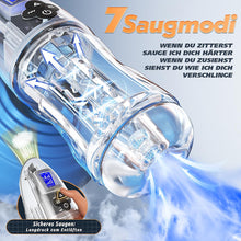 Load image into Gallery viewer, Elektrischer Masturbator Masturbieren für Männer mit 7 Saugmodi 10 Vibrationen Sex Spielzeug für die Männer Transparent 3D Taschenmuschi Blowjob Masturbatoren Penis Vibrator Trainer Pussy Sexspielzeug