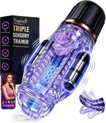 Masturbieren für Männer mit Zungenleck Sex Spielzeug für die Männer - Full-Wrap Masturbator Sexspielzeug für Männer Solo, Penis Eichel Vibrator Masturbator, KI-Interaktion Sex Toyset für Man