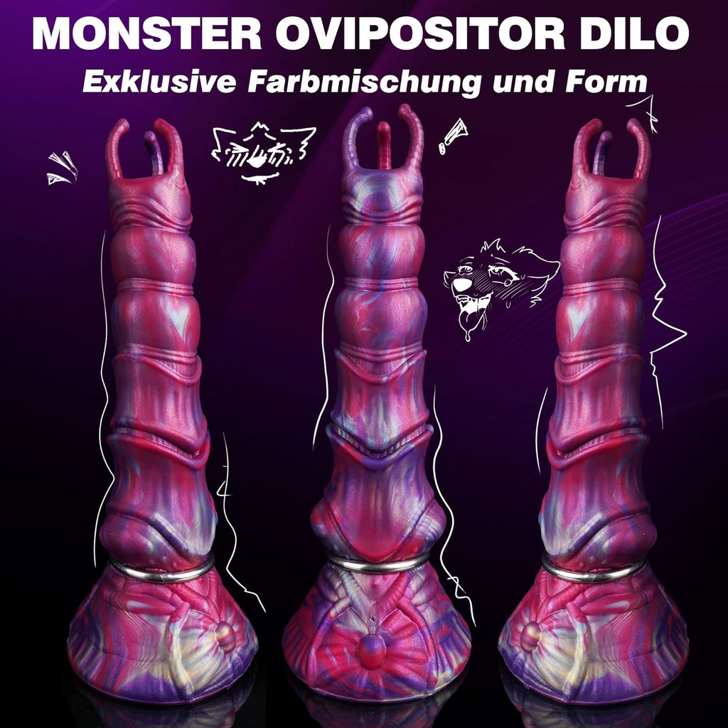 27cm Monster Ovipositor XXL Dildo mit 4 Silikoneiern Alien Dragon Dildo | Fantasy Knot Dildo groß Anal Plug, Analdildos BDSM Analspielzeug Dildoschwanz für Männer Frauen Paare Gay